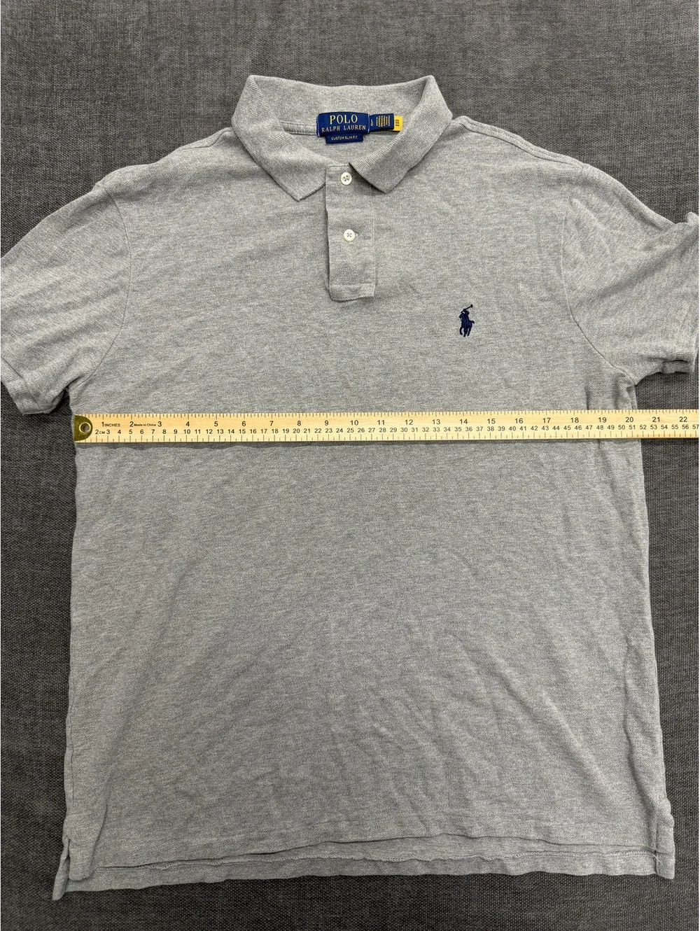 Polo Ralph Lauren Custom Slim Fit Gray Polo Shirt, Size Large